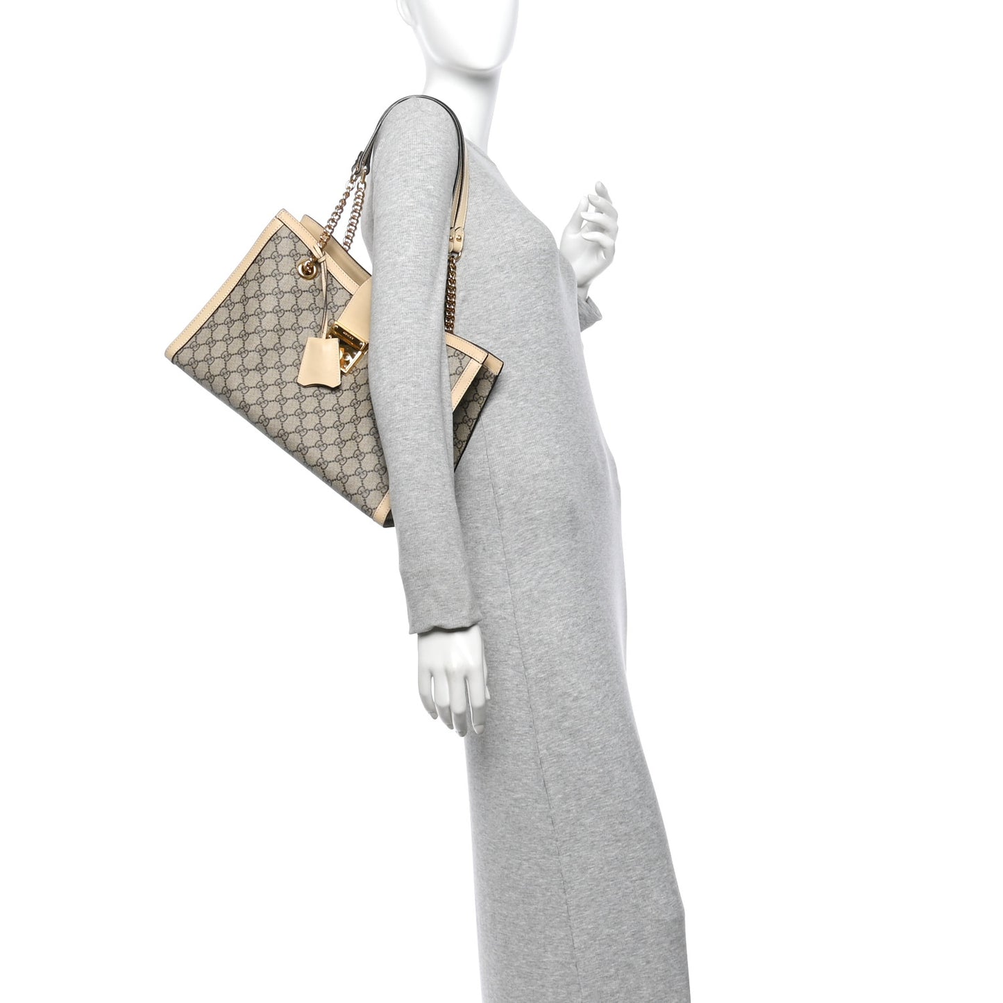 GG Supreme Monogram Medium Padlock Tote White