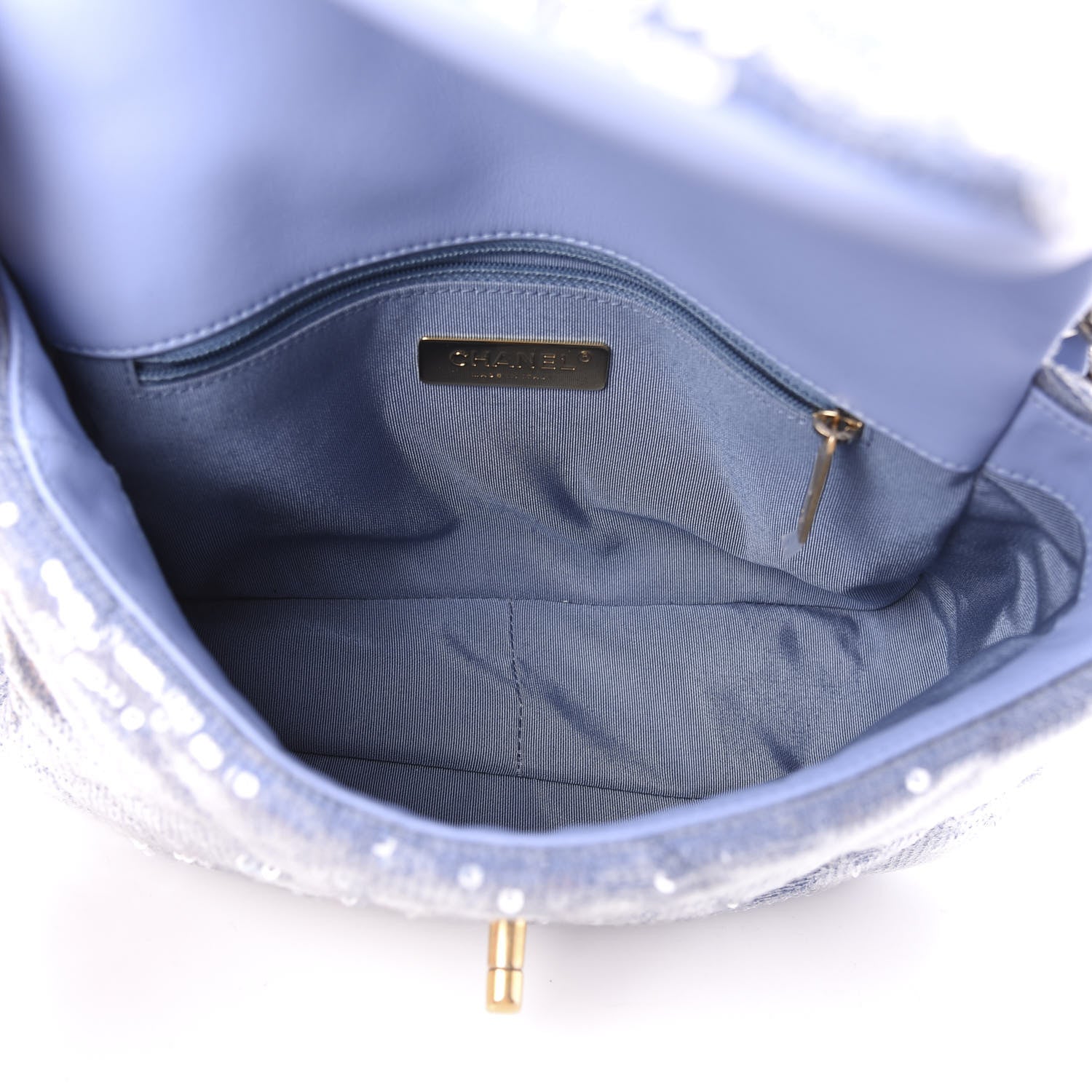 Chanel Sequin Quilted Medium 19 Flap Light Blue 5 of 10
