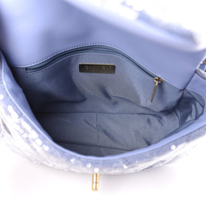 Chanel Sequin Quilted Medium 19 Flap Light Blue 5 of 10