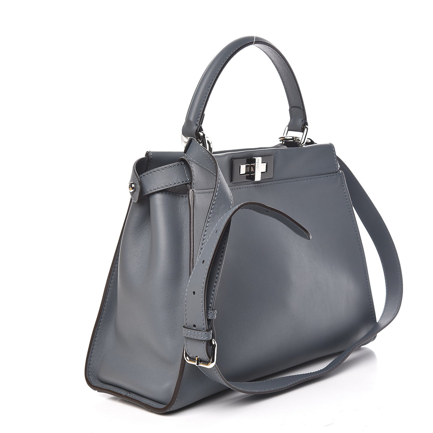 Vitello Seta Shiny Nappa Medium Peekaboo Iconic Satchel Tempesta Grigio Perla