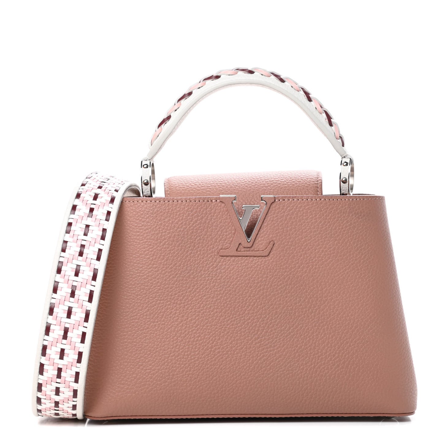 Taurillon Braided Capucines BB Bois De Rose Pink Black White