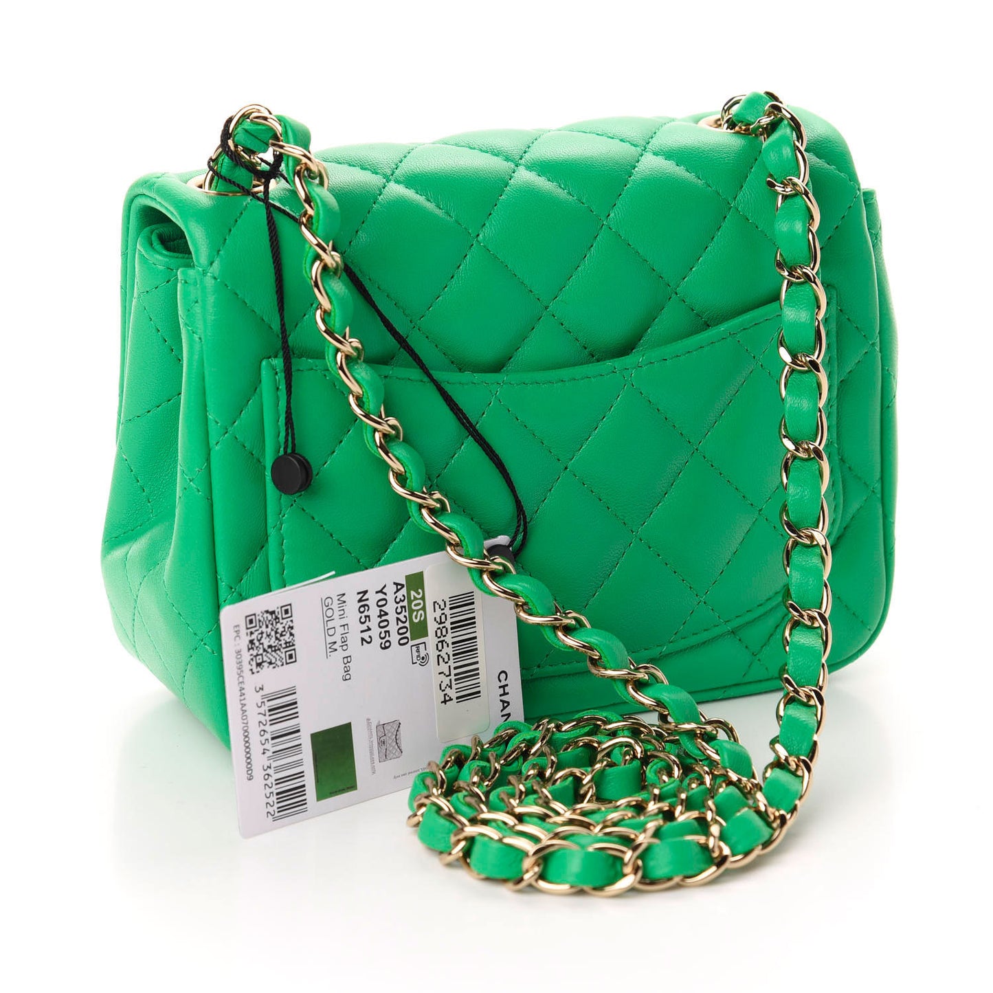 Lambskin Quilted Mini Square Flap Green