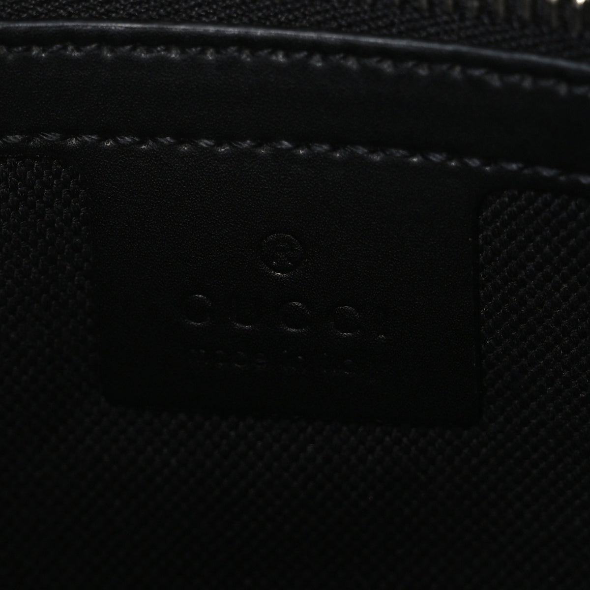 GG Supreme Monogram Appia Calfskin Web Flat Messenger Bag Black Grey