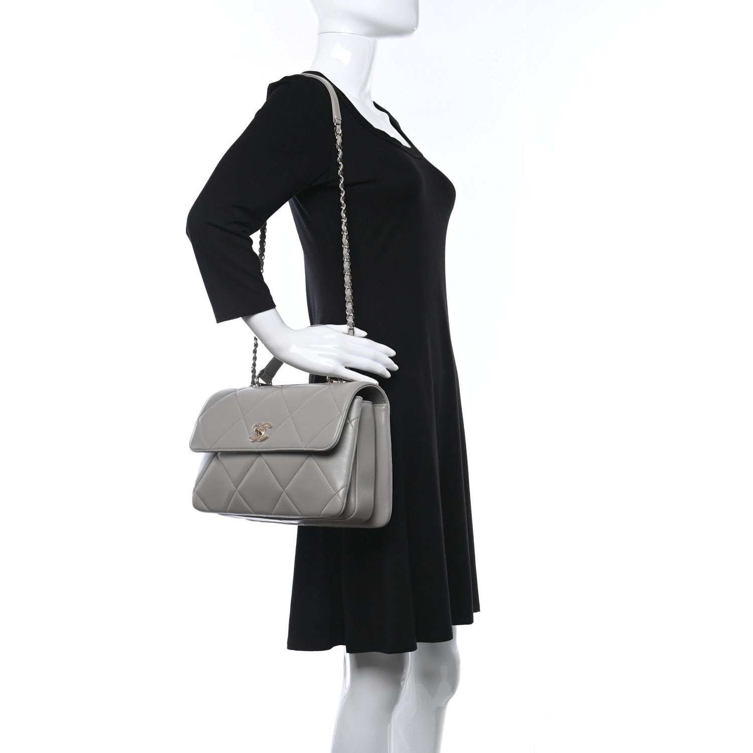 Chanel Lambskin Quilted Medium Trendy CC Flap Dual Handle Bag Grey 2 of 17