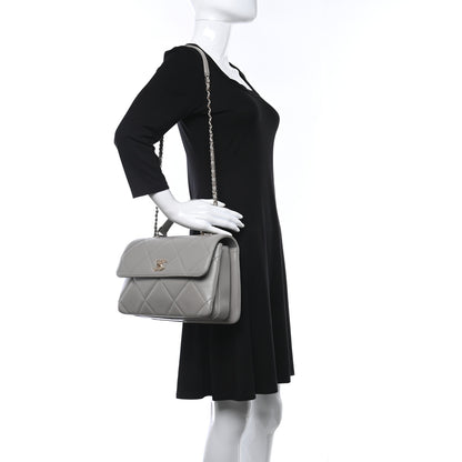 Chanel Lambskin Quilted Medium Trendy CC Flap Dual Handle Bag Grey 2 of 17