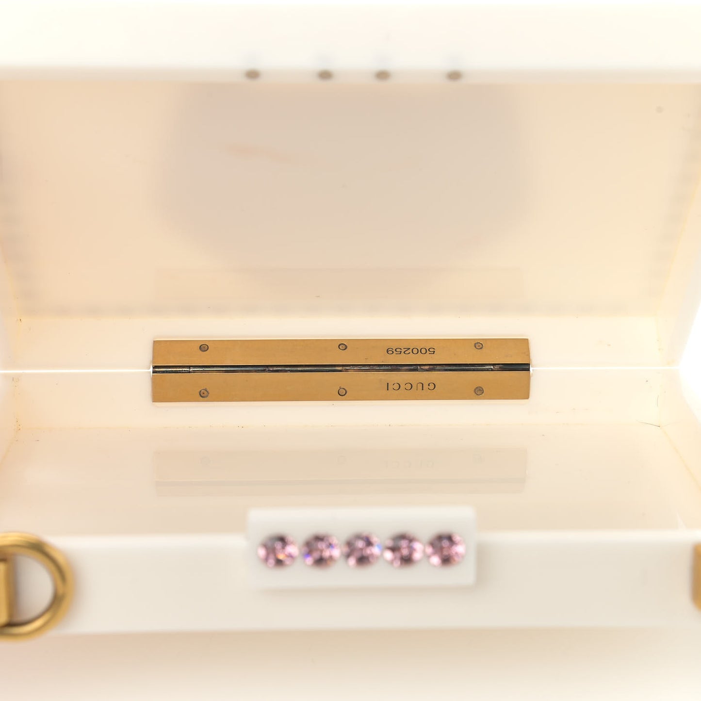 Plexiglass Crystal Cat Face Box Clutch White