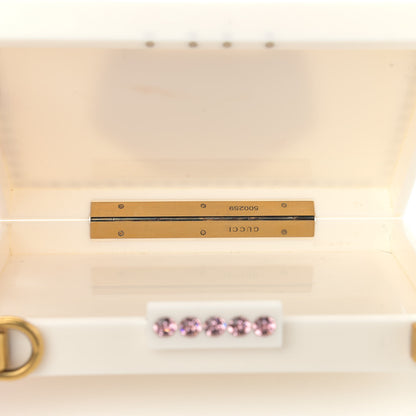 Gucci Plexiglass Crystal Cat Face Box Clutch White 5 of 14