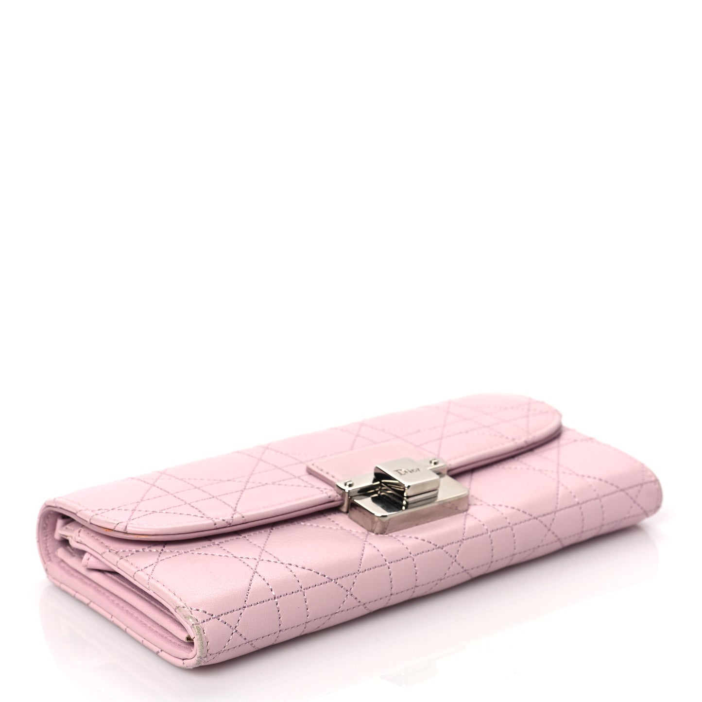Calfskin Cannage Stitched Diorling Rendezvous Chain Wallet Pink