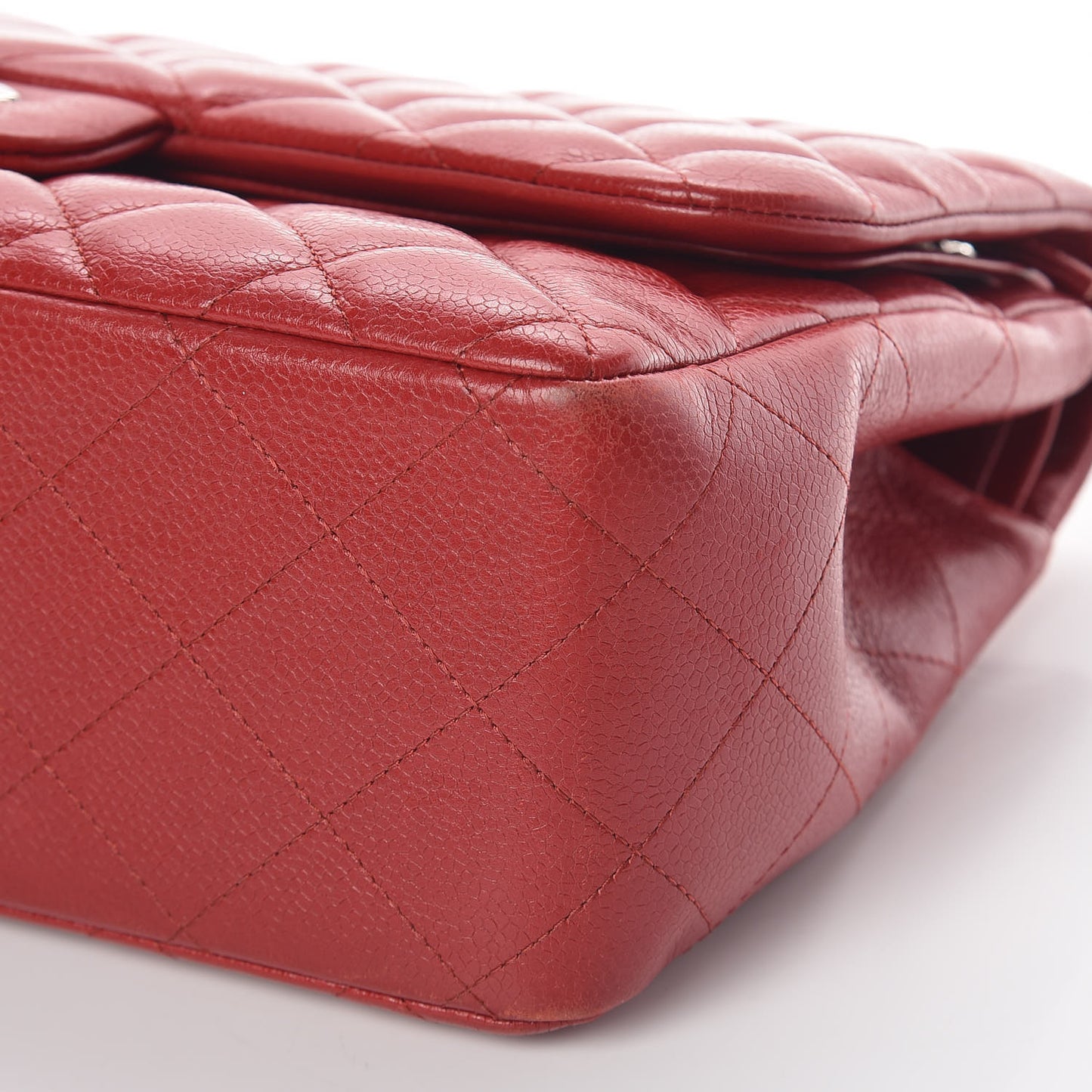 Caviar Quilted Jumbo Double Flap Red