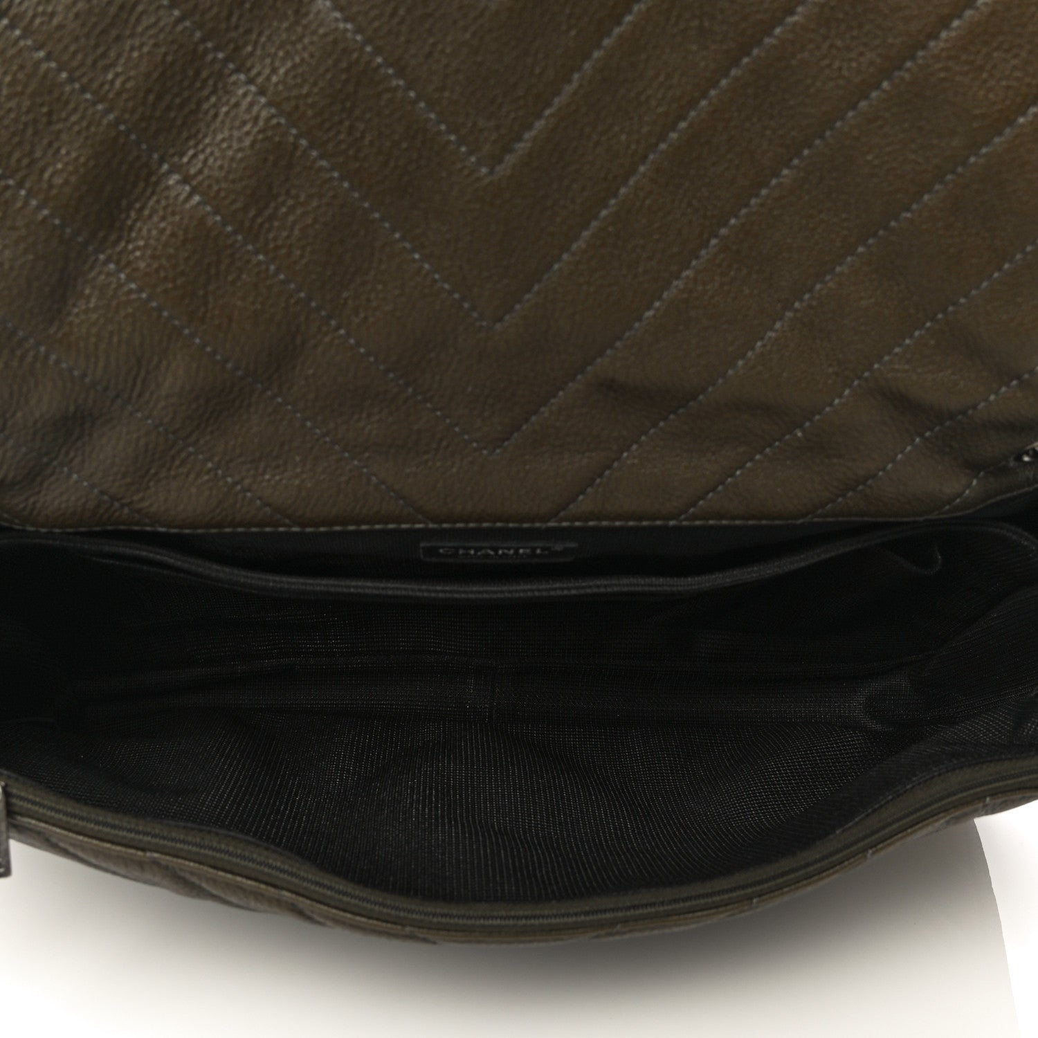 Chanel Calfskin Chevron Quilted XXL Travel Flap Bag Khaki 4 of 14