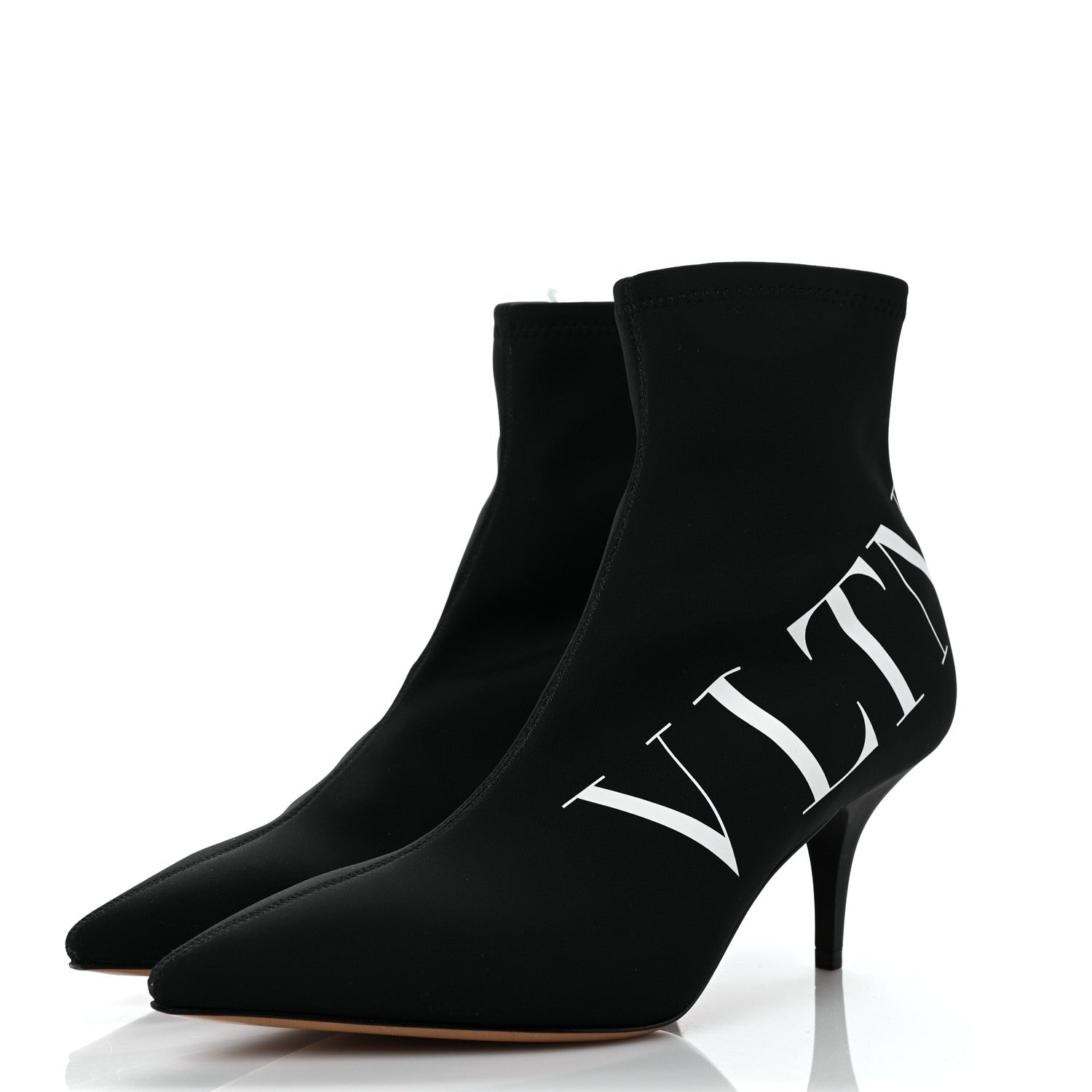 Valentino Garavani Eco Leather VLTN 70mm Sock Booties 37 Black White 3 of 7