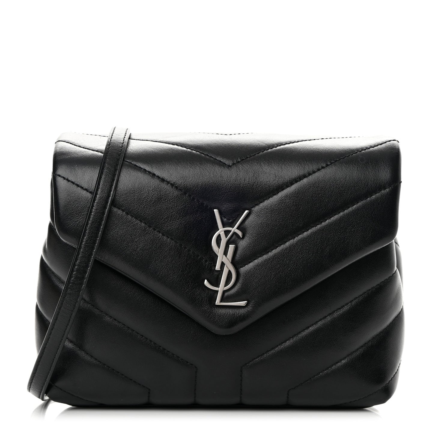 Calfskin Y Quilted Monogram Toy Loulou Crossbody Bag Black