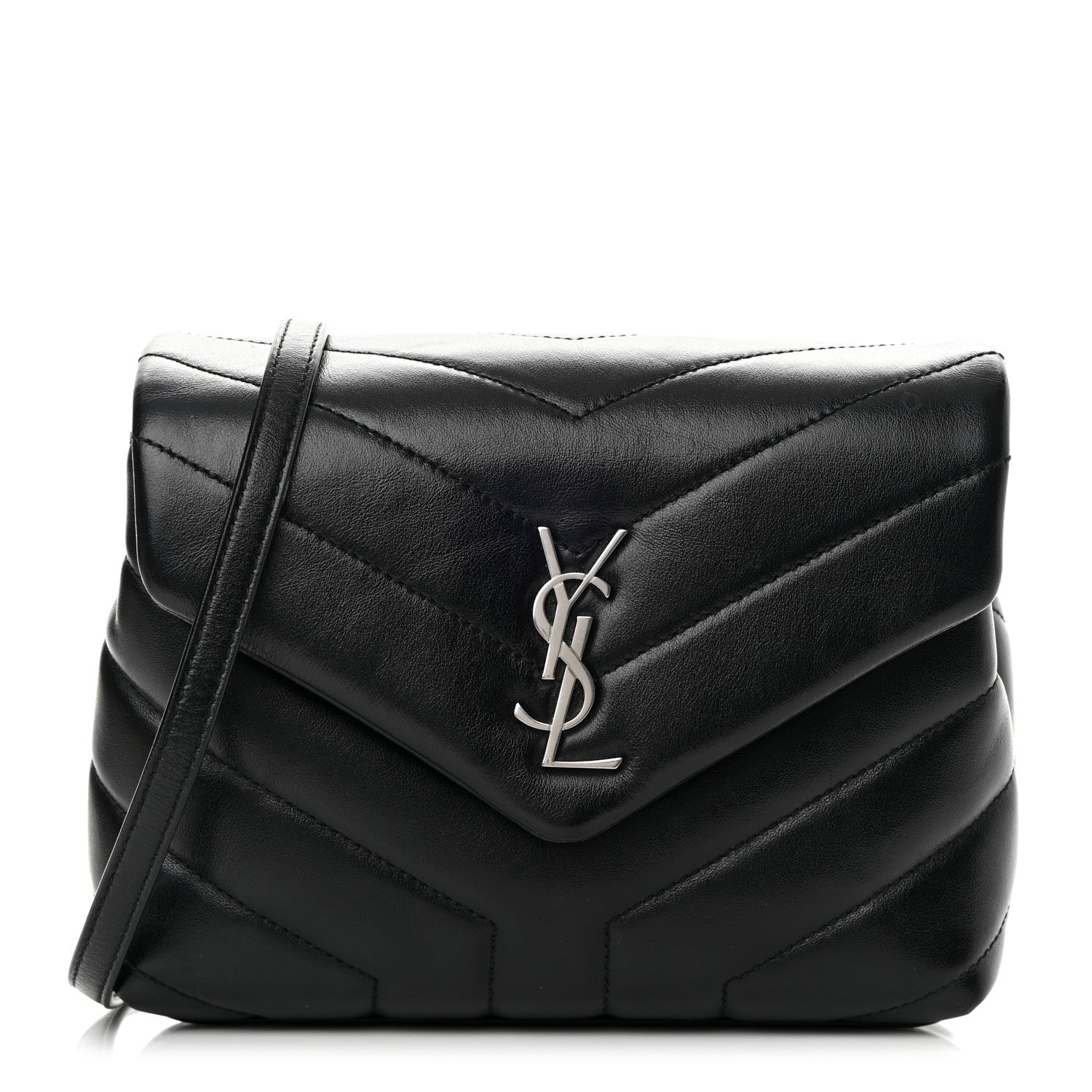 Saint Laurent Calfskin Y Quilted Monogram Toy Loulou Crossbody Bag Black 1 of 16