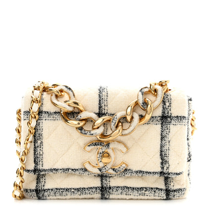 Chanel Wool Tweed Quilted Small Elegant Chain Flap White 1 of 11