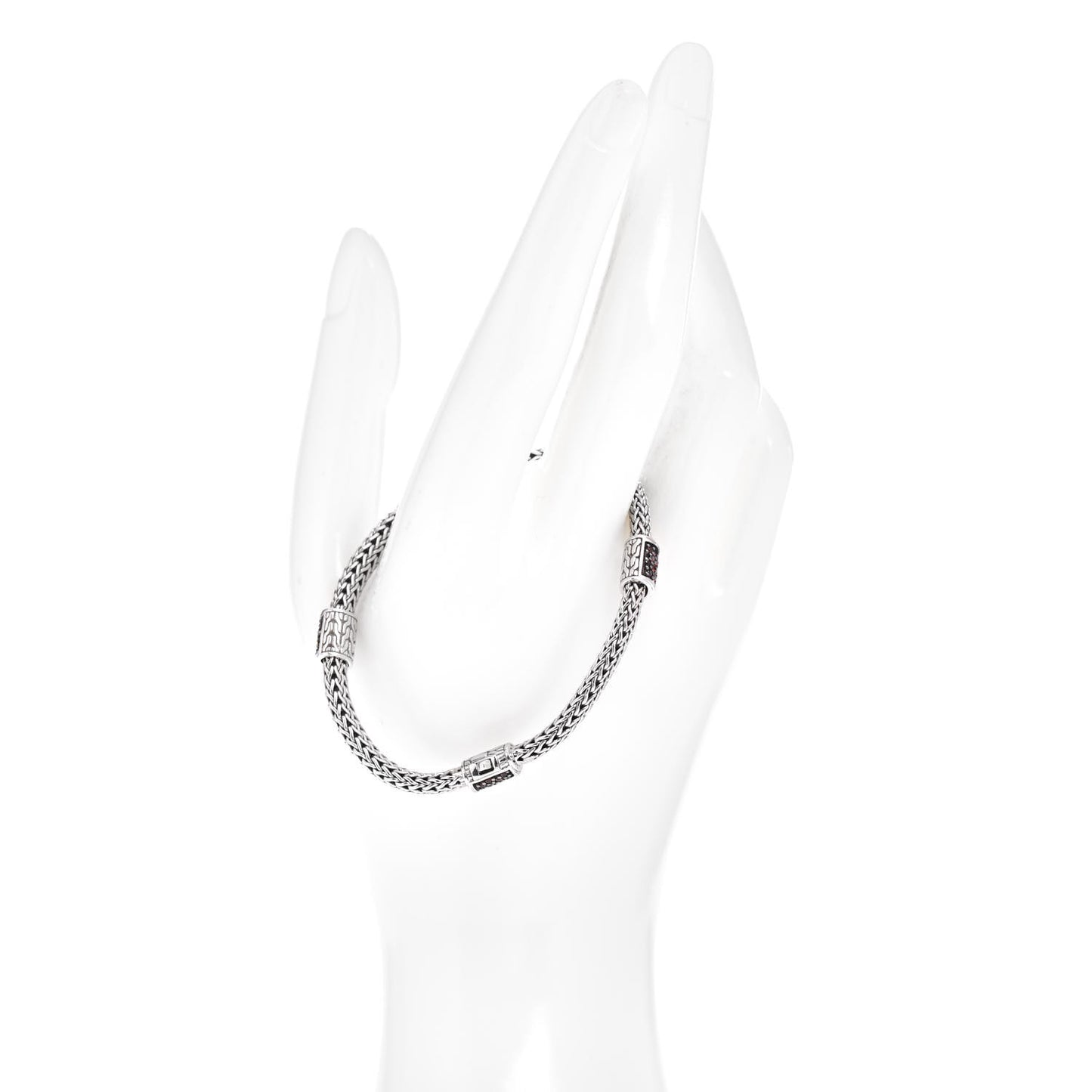 Sterling Silver Garnet 4 Station Classic Chain Bracelet