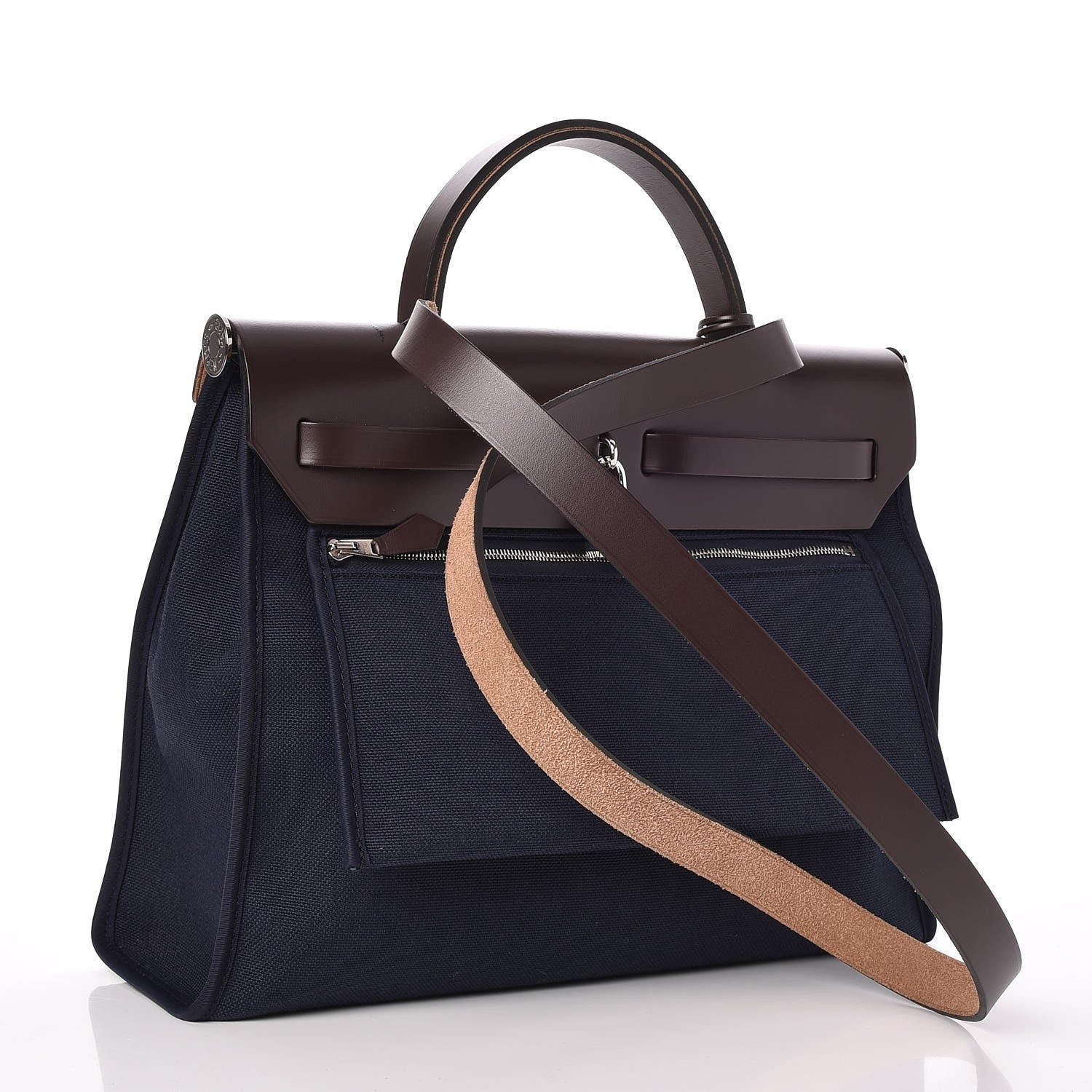 Hermes Toile Vache Hunter Herbag Zip PM 31 Bleu Marine Ebene 4 of 8