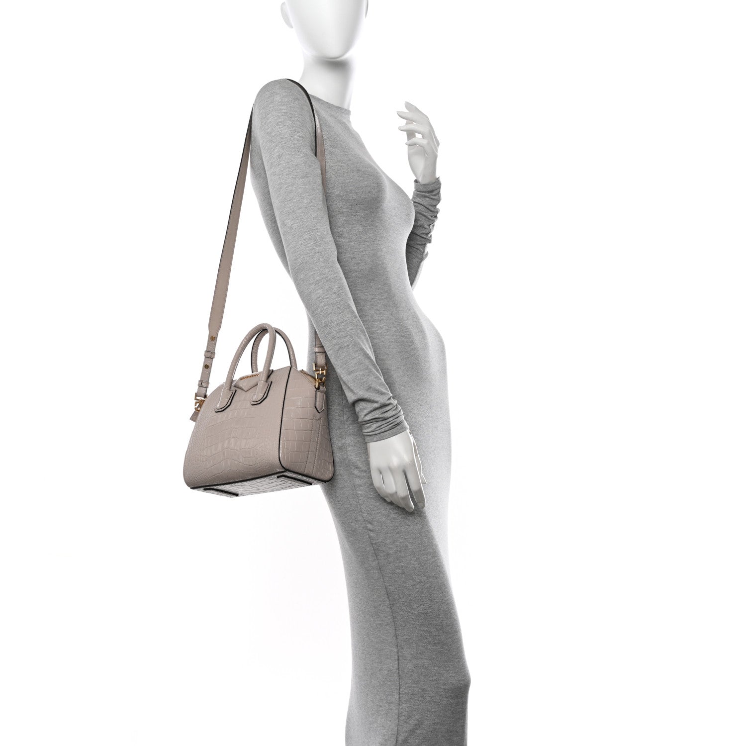 Givenchy Calfskin Crocodile Embossed Mini Antigona Dune 2 of 16