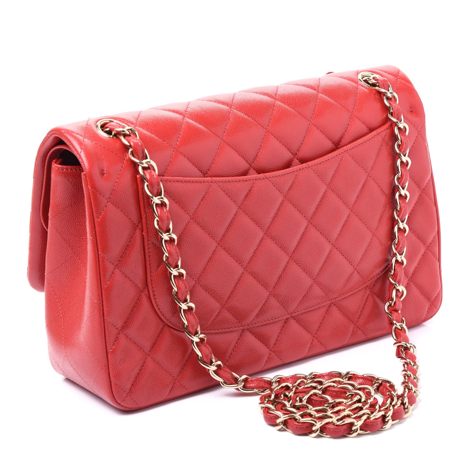 Chanel Caviar Quilted Jumbo Double Flap Red 2 of 9