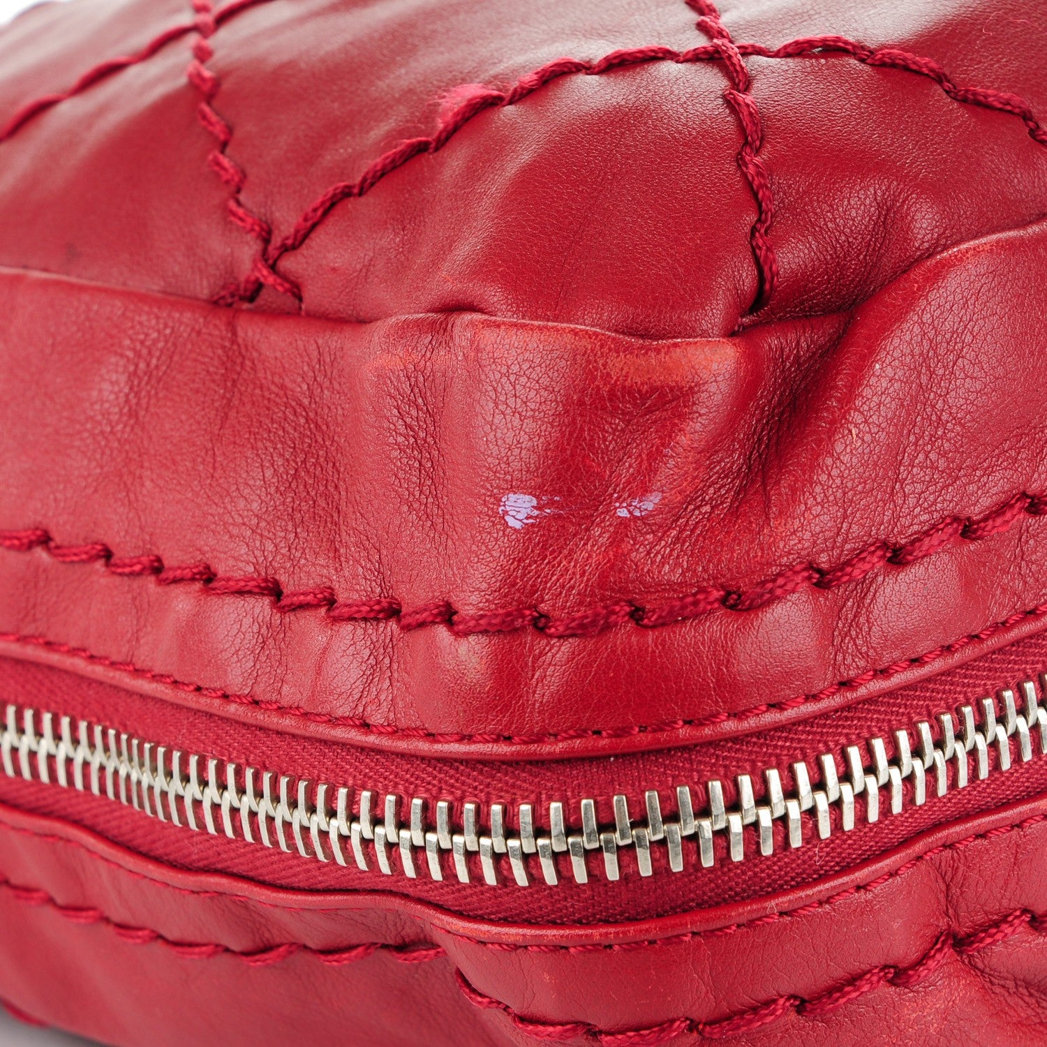 Chanel Lambskin Stitched Expandable Tote Red 8 of 9