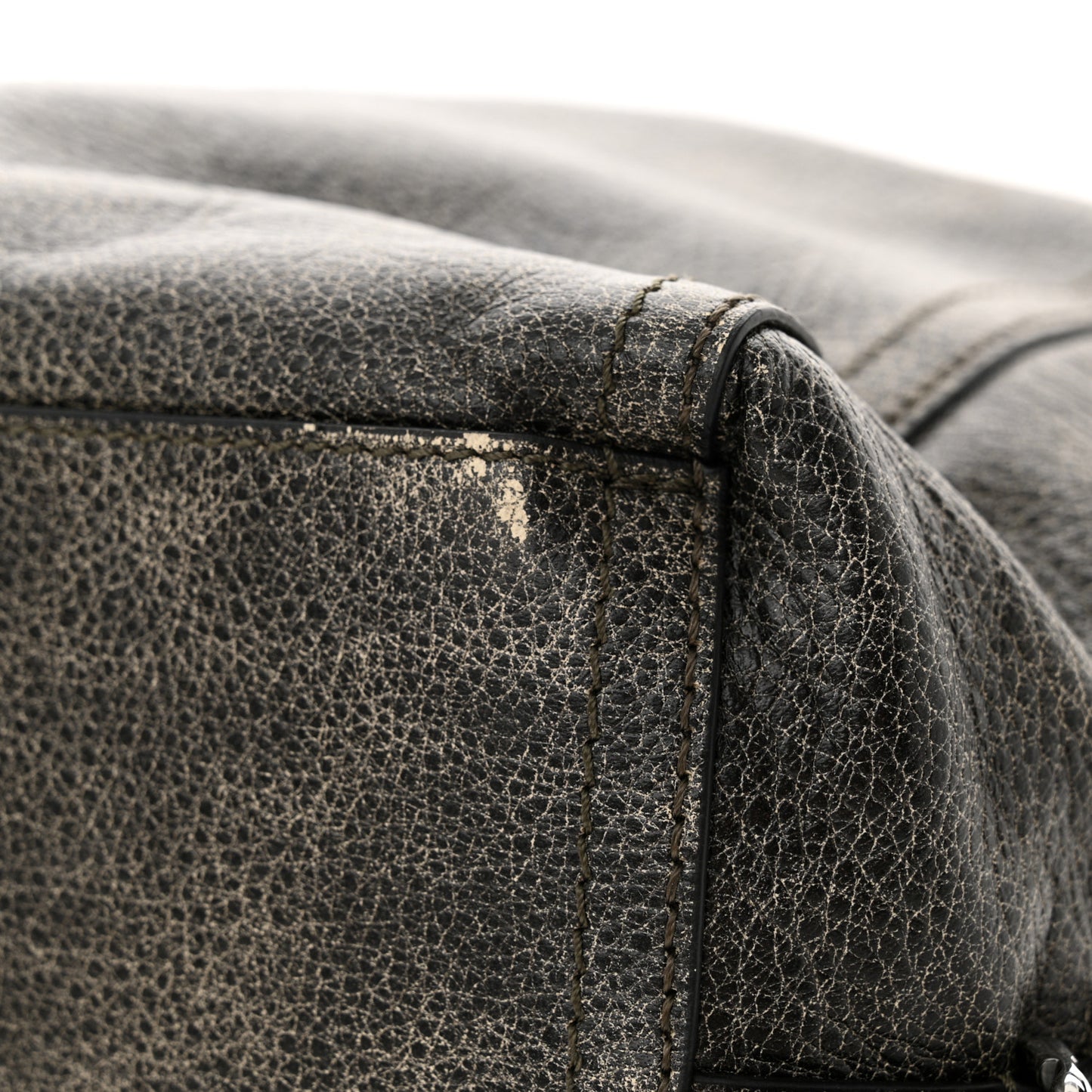 Aged Calfskin Small Pandora Mens Crossbody Black Grey