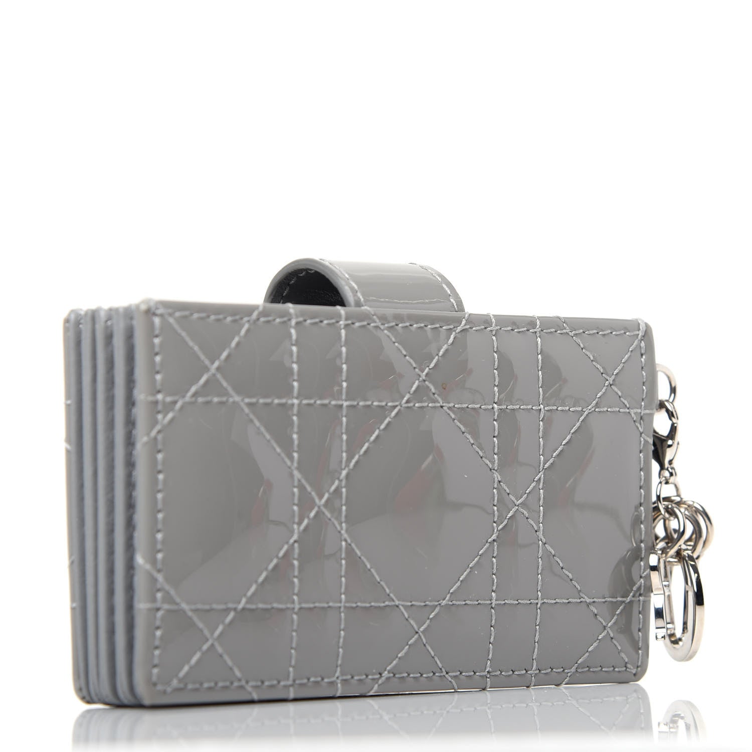 Christian Dior Patent Cannage Lady Dior 5-Gusset Card Holder Grey 3 of 6