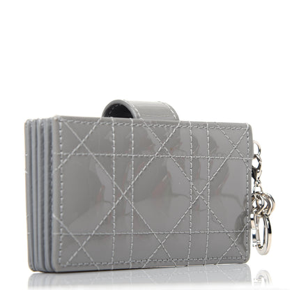 Christian Dior Patent Cannage Lady Dior 5-Gusset Card Holder Grey 3 of 6