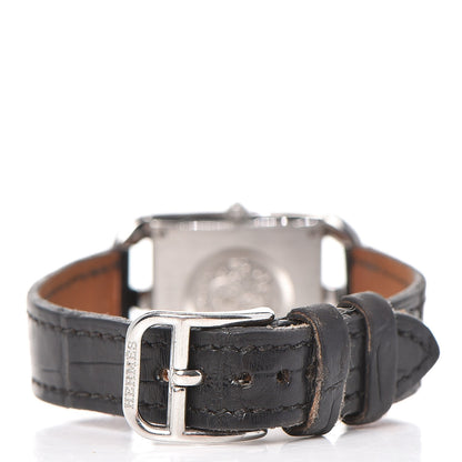Hermes Stainless Steel Alligator 23mm Cape Cod Quartz Watch Noir 4 of 14