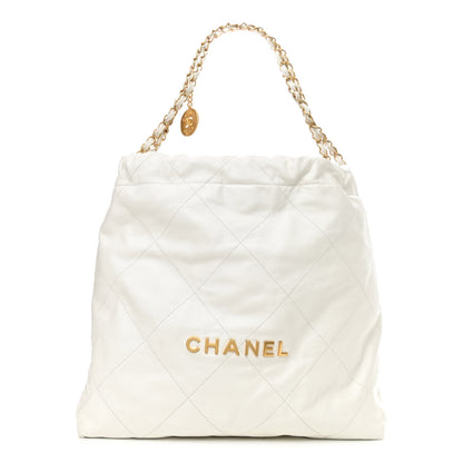 Chanel Shiny Calfskin Quilted Small Chanel 22 White 1 of 12