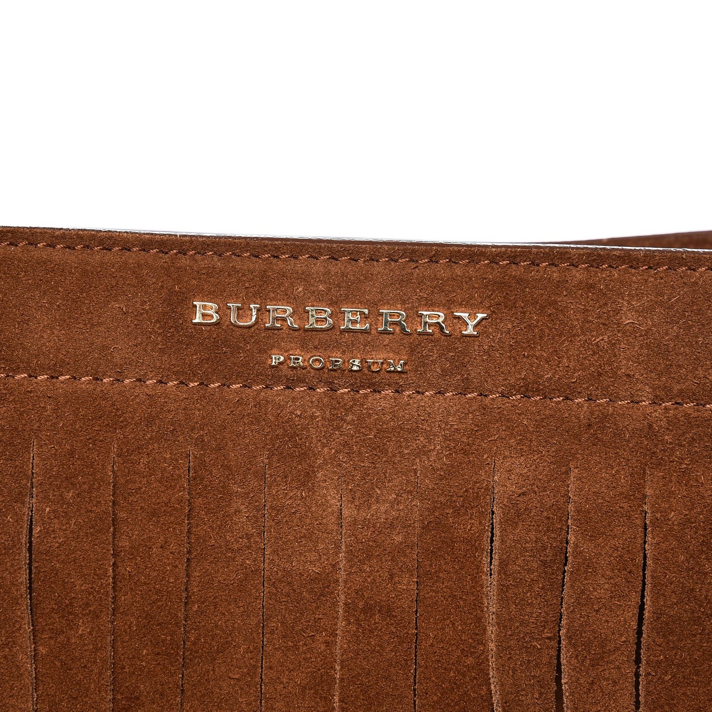 Prorsum Suede Fringe Bucket Bag Cognac