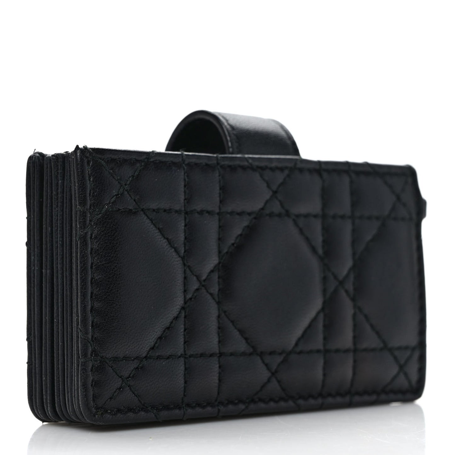 Lambskin Cannage Lady Dior 5-Gusset Card Holder Black
