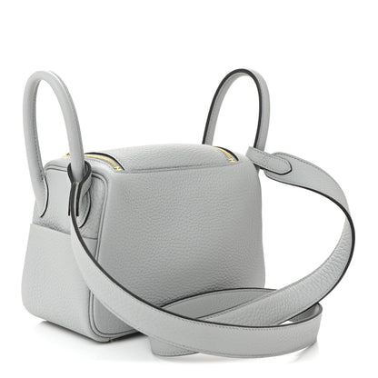 Hermes Taurillon Clemence Mini Lindy 20 Bleu Glacier 3 of 11