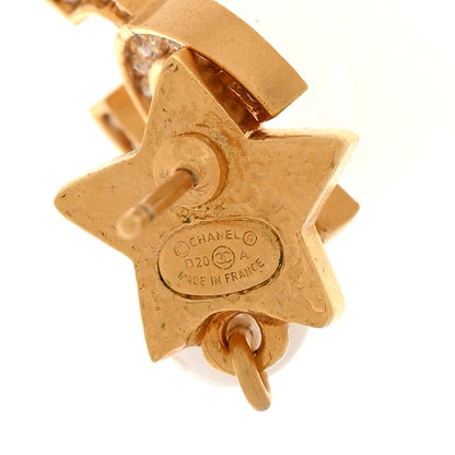 Chanel Metal Crystal Pearl CC Star Drop Earrings Gold Pearly White 4 of 5