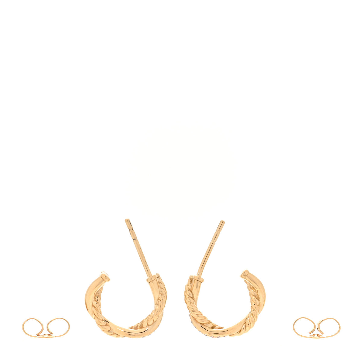 David Yurman 18K Yellow Gold Diamond Petite Infinity Huggie Hoop Earrings 3 of 4