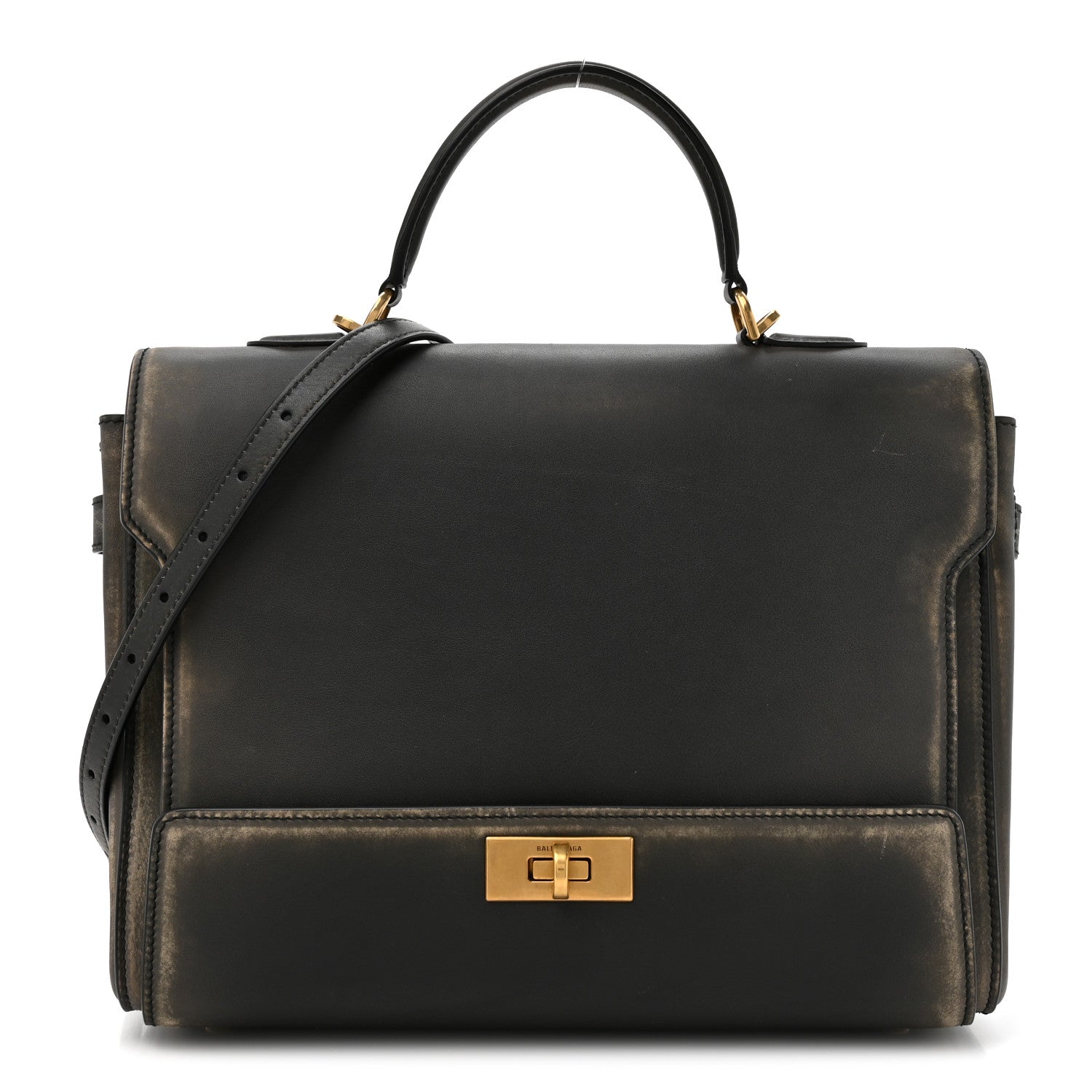 Balenciaga Used Calfskin Money Top Handle Handbag Black 1 of 14