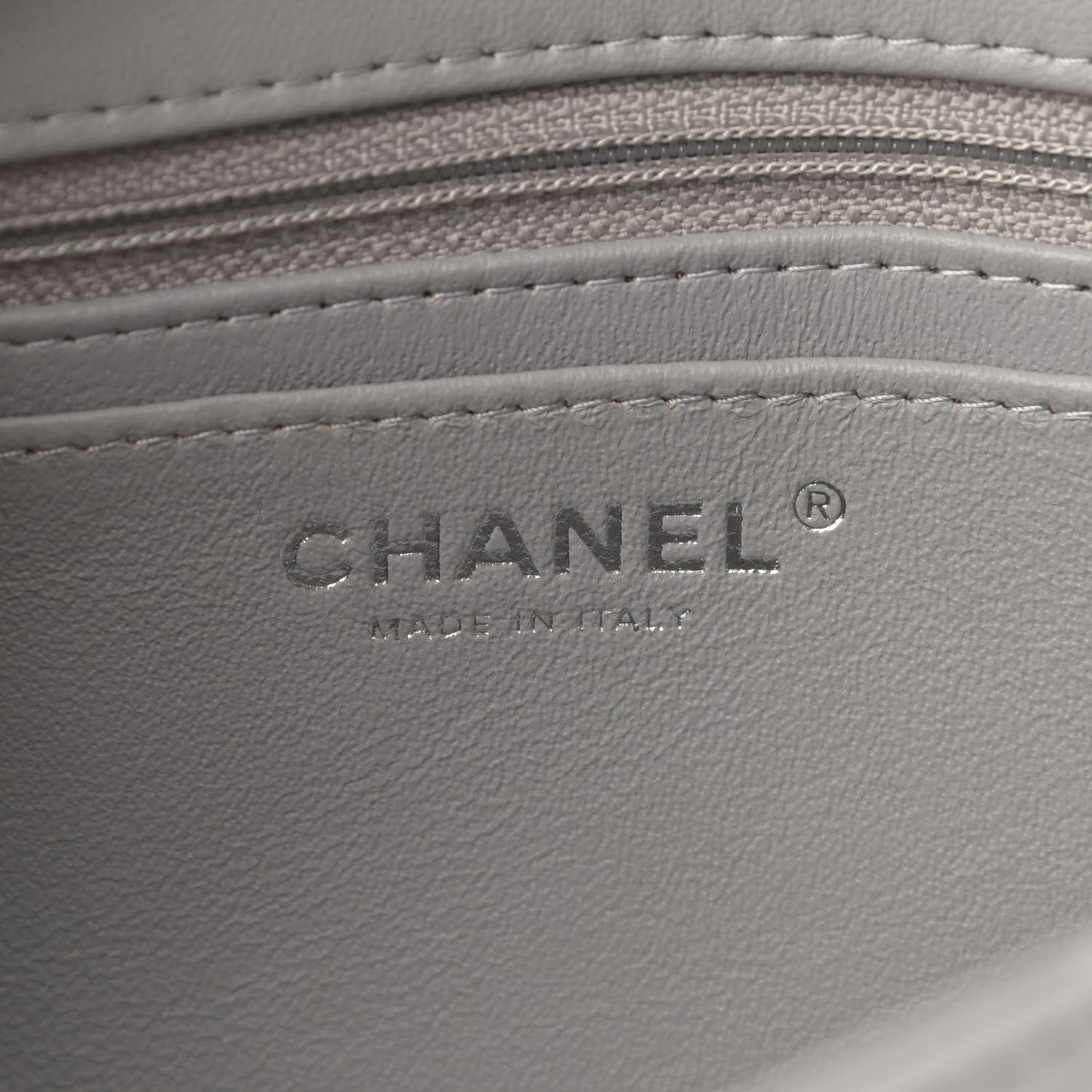 Lambskin Quilted Mini Rectangular Flap Grey