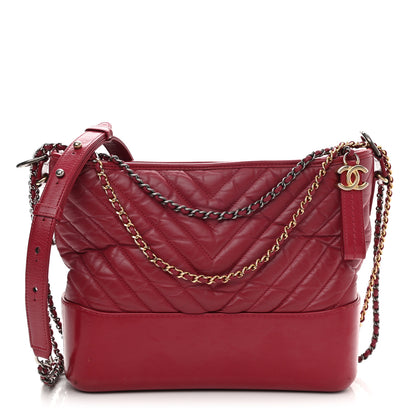 Chanel Aged Calfskin Chevron Quilted Medium Gabrielle Hobo Dark Fuchsia 1 of 16