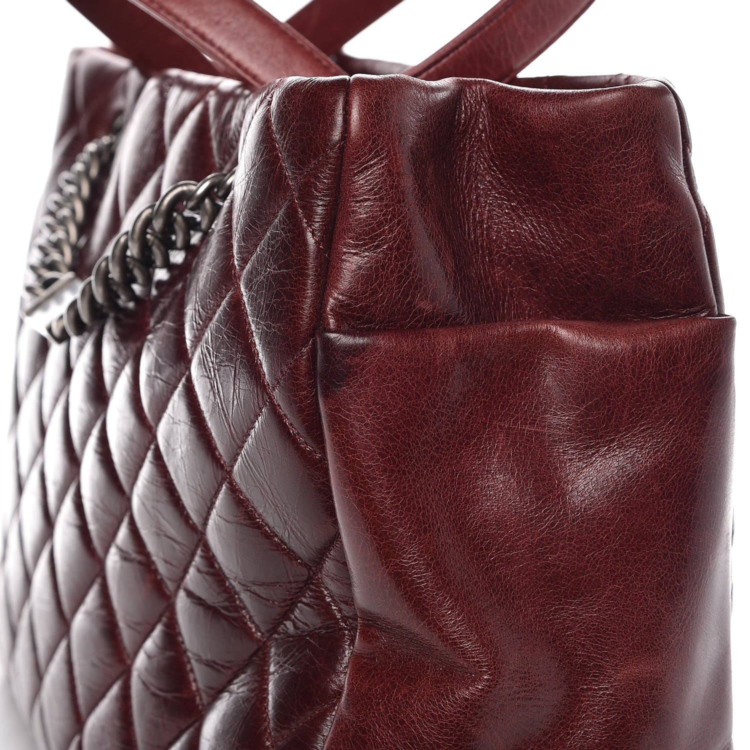 Chanel Glazed Calfskin Quilted Large Nameplate Shopping Tote Burgundy 10 of 11