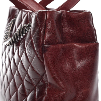 Chanel Glazed Calfskin Quilted Large Nameplate Shopping Tote Burgundy 10 of 11