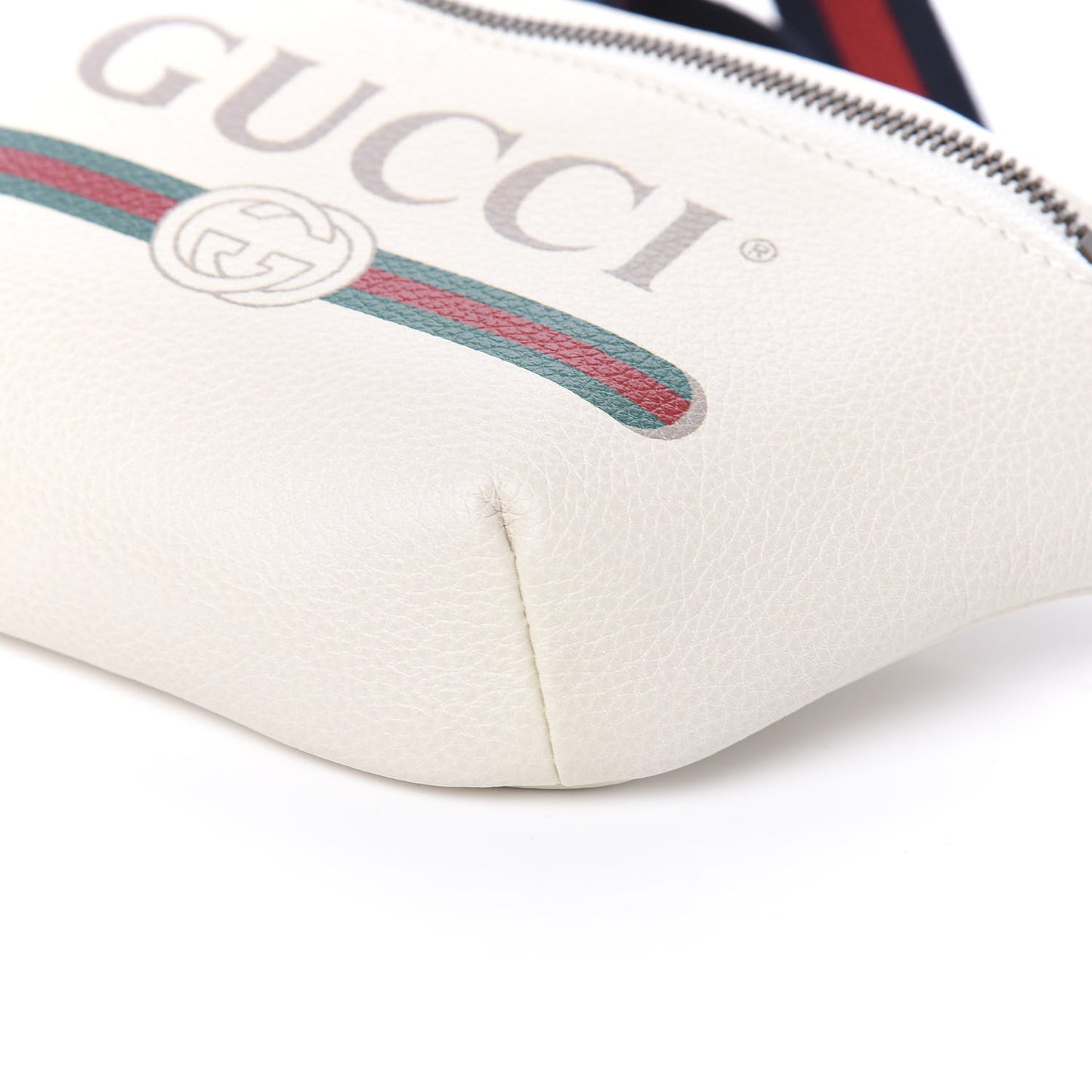Grained Calfskin Small Logo Belt Bag White