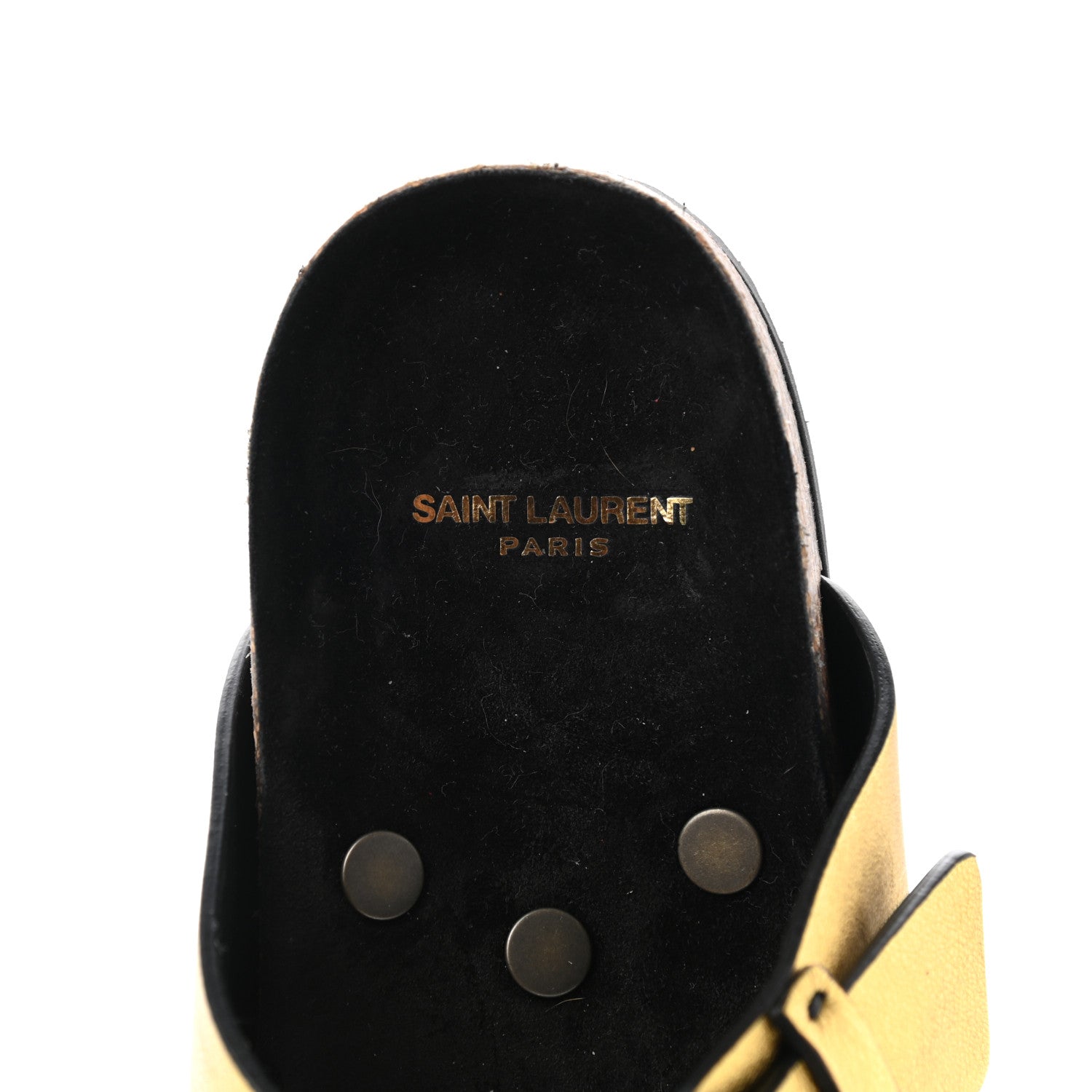 Saint Laurent Calfskin Metallic Jimmy Cross Slides 37.5 Gold 6 of 9