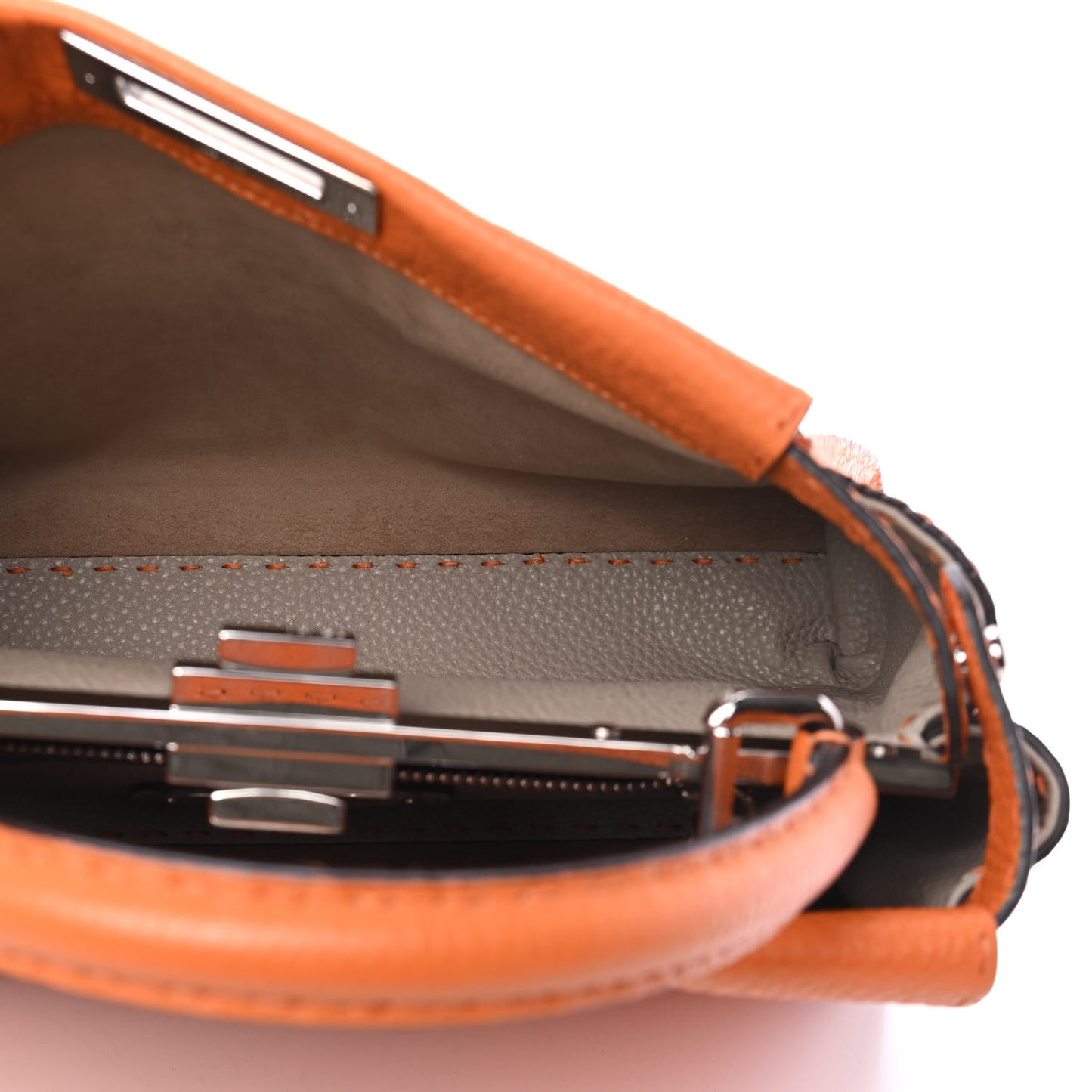 Cuoio Romano Selleria Bi-Color Medium Peekaboo Iconic Satchel Orange Stone