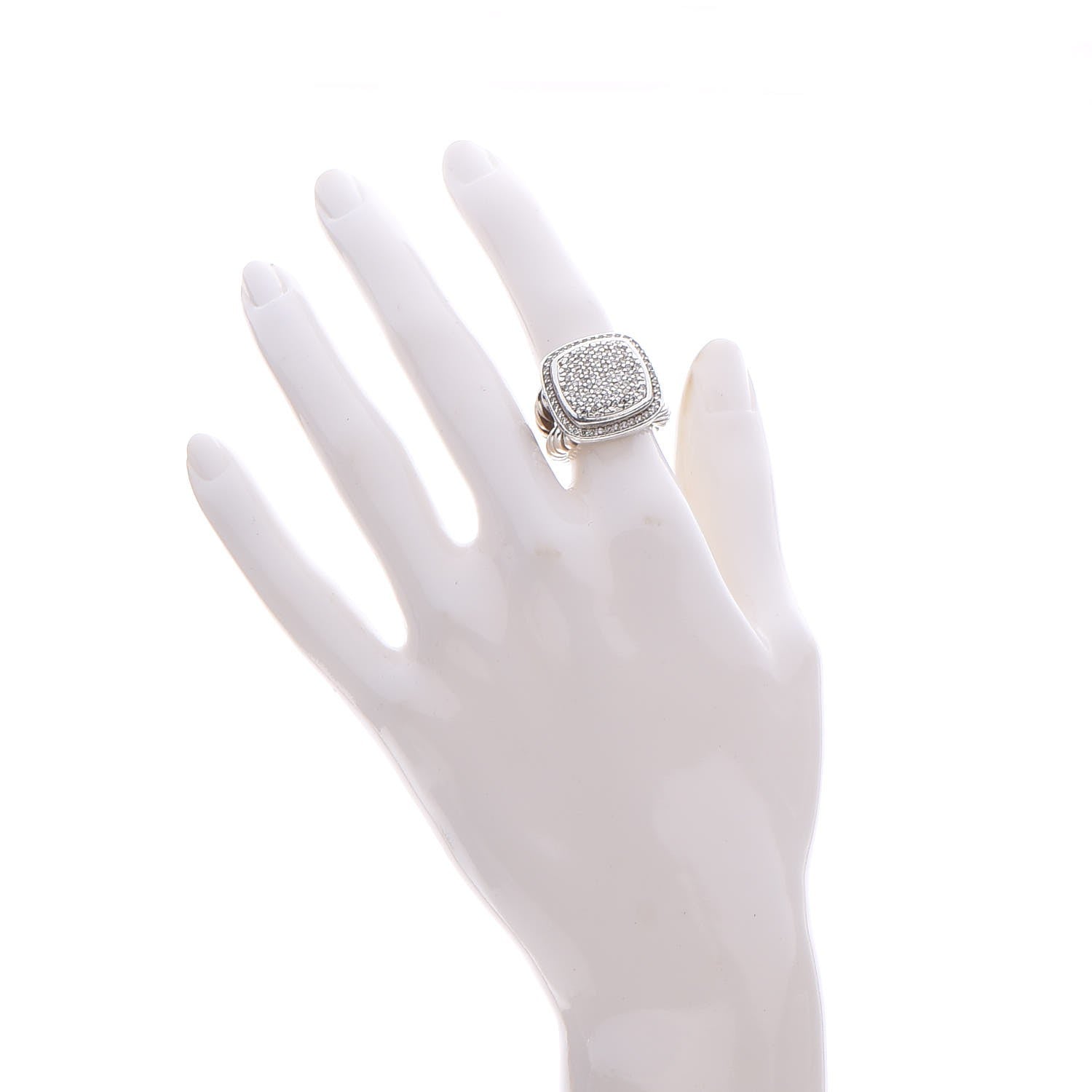David Yurman Sterling Silver Diamond 14mm Albion Pave Ring 49 4.75 2 of 7