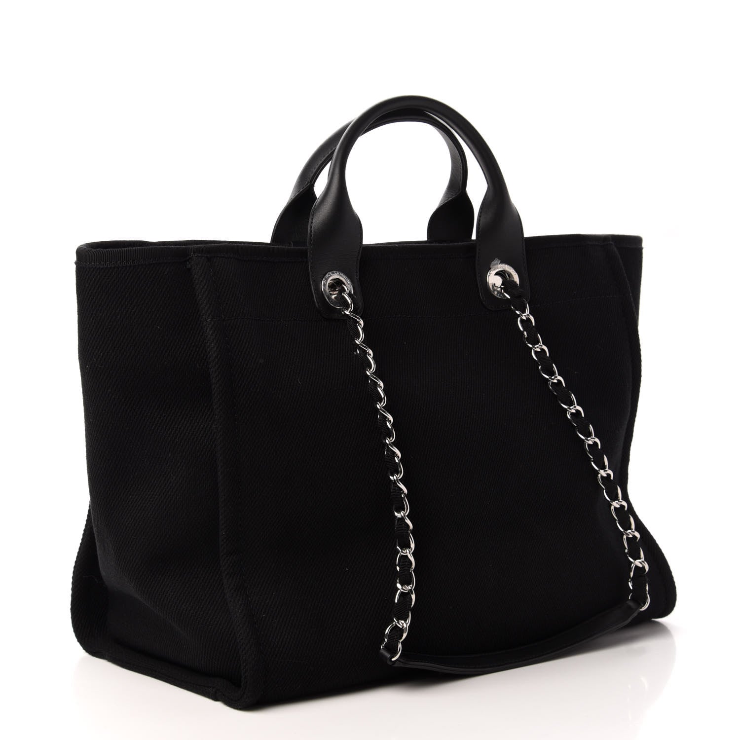 Chanel Canvas Pearl Medium Deauville Tote Black 3 of 9