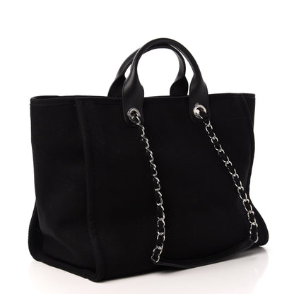 Chanel Canvas Pearl Medium Deauville Tote Black 3 of 9
