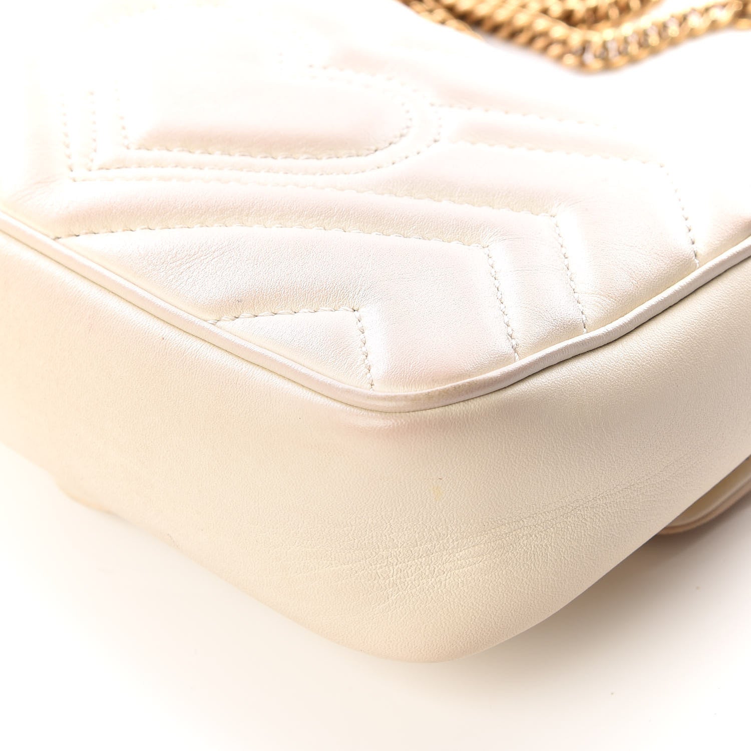 Gucci Calfskin Matelasse Super Mini GG Marmont Shoulder Bag White 8 of 14