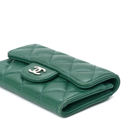 Chanel Lambskin Quilted Flap Card Holder Wallet Green 11 of 12