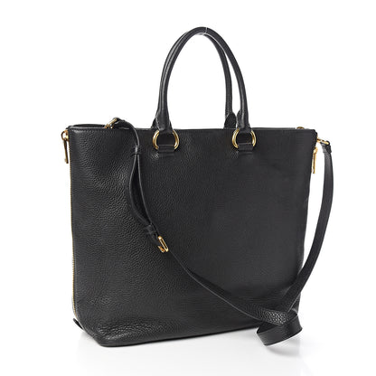 Prada Vitello Daino Side Zip Tote Black 2 of 9