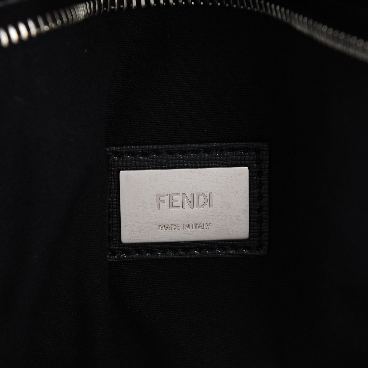 Fendi Vitello Elite Shearling Block Letter Small Roll Tote Black 6 of 7