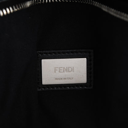 Fendi Vitello Elite Shearling Block Letter Small Roll Tote Black 6 of 7