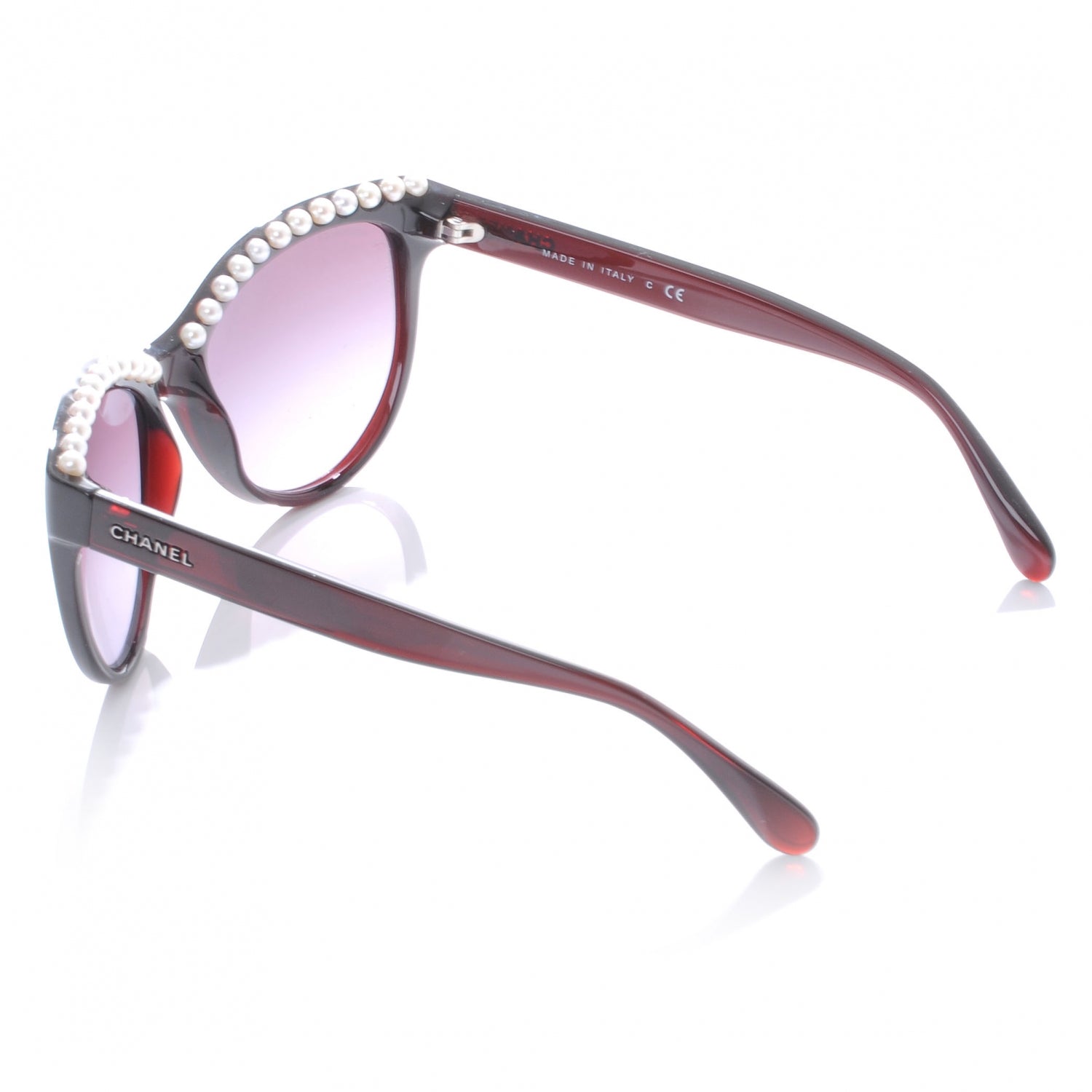 Chanel Cat Eye Freshwater Pearl Sunglasses 6040 H Burgundy 4 of 4